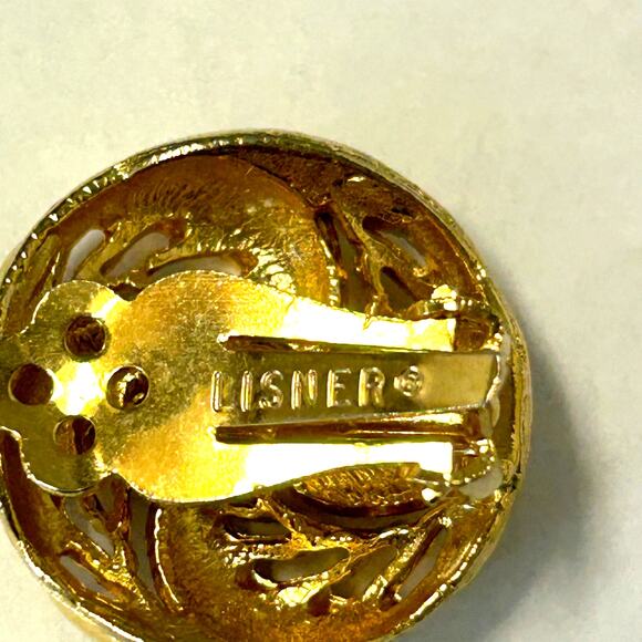 Lisner Vintage Gold Toned Knot or Pin Wheel Style Clip On Earrings - Picture 5 of 5